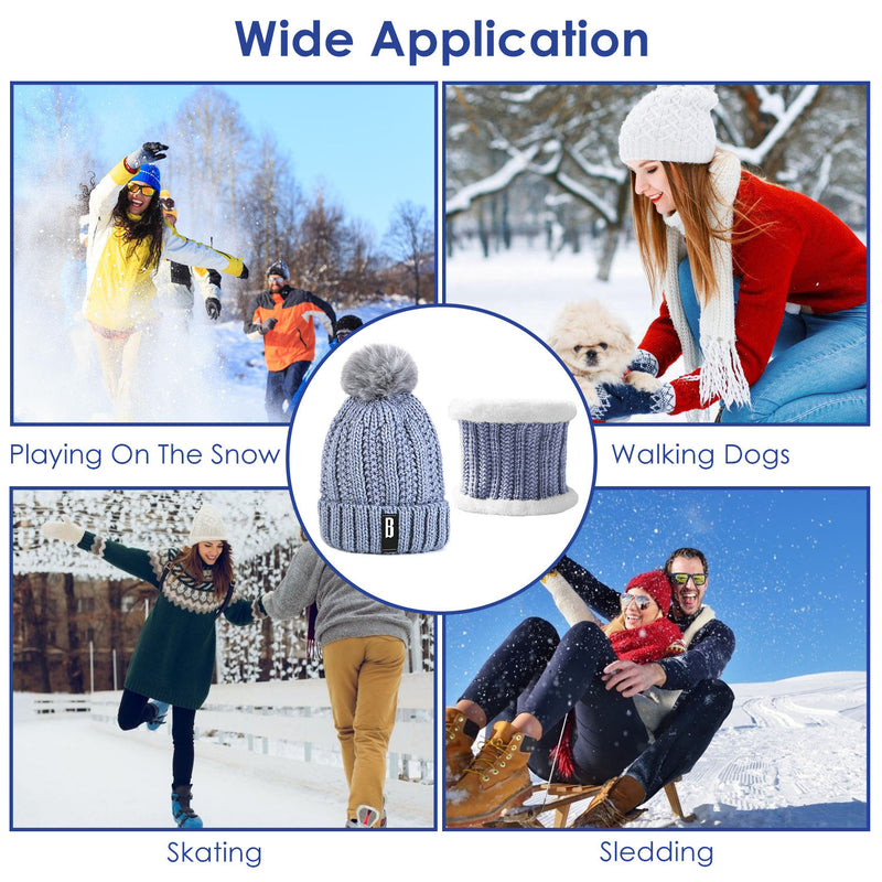1Set Winter Beanie Hat Scarf Set Women Warm Knitting Skull Cap