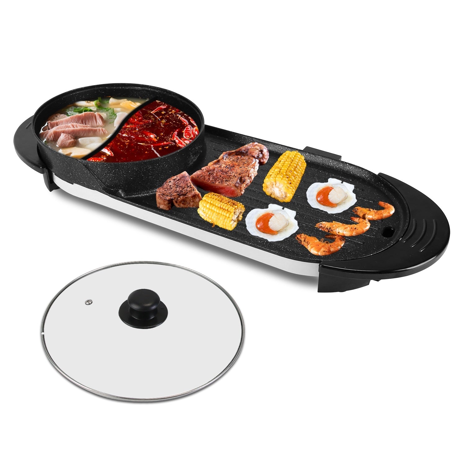 2200W  2 In 1 Electric Hot Pot With BBQ Grill Cooker
