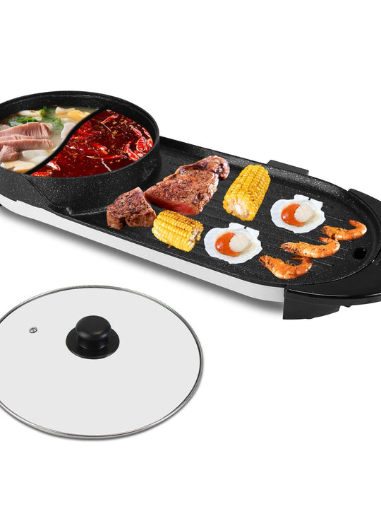 2200W  2 In 1 Electric Hot Pot With BBQ Grill Cooker