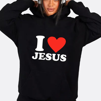 I Love Jesus Print Hoodie