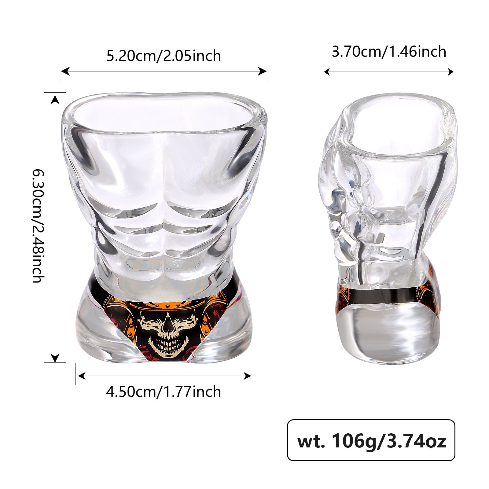 2 Pieces, Black Muscle Men's And Red Bikini Skull Style Glass