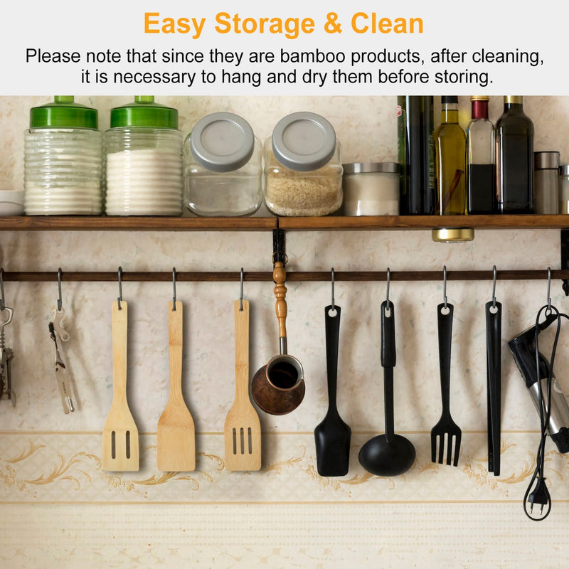 Set Of 6Pcs Cooking Utensil Bamboo Wooden Spoons Spatula Kitchen Cooking Tools Nonstick Wooden Cookware Kitchen Gadgets