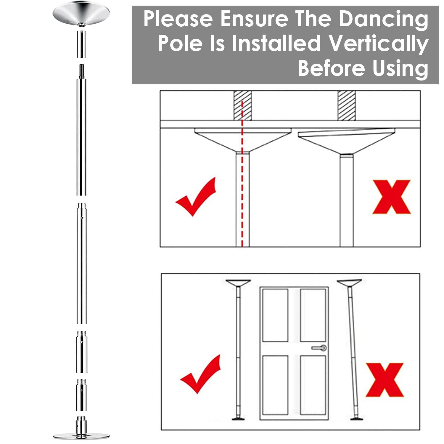 1Pc Stripper Dance Pole 45mm Spinning Static Dancing Pole