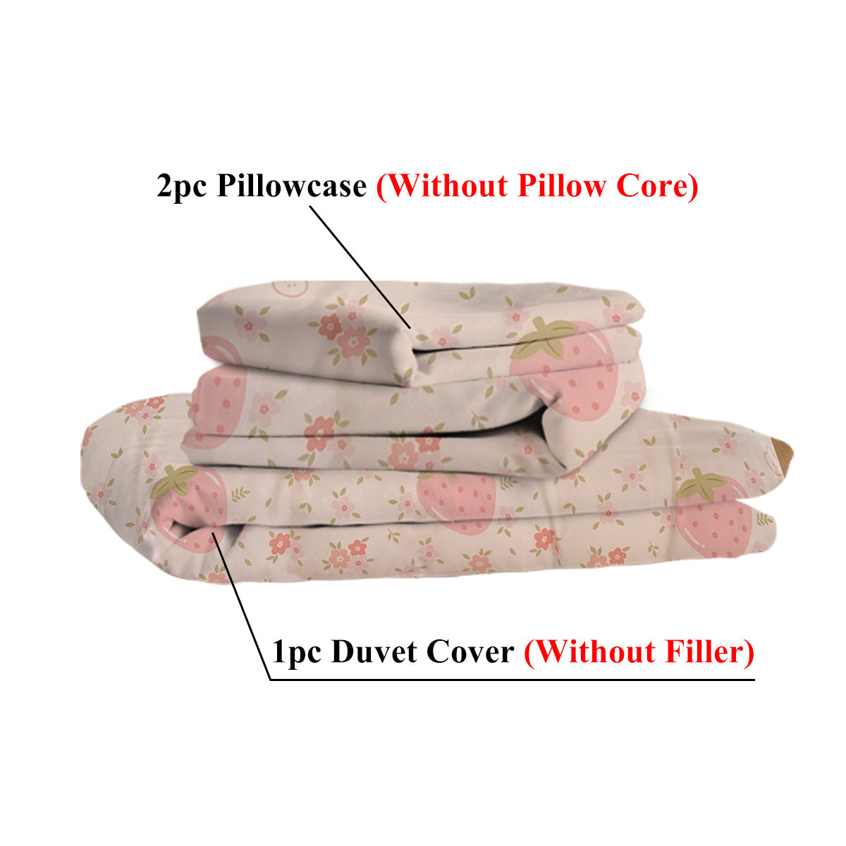 3 Piece Strawberry Duvet Cover