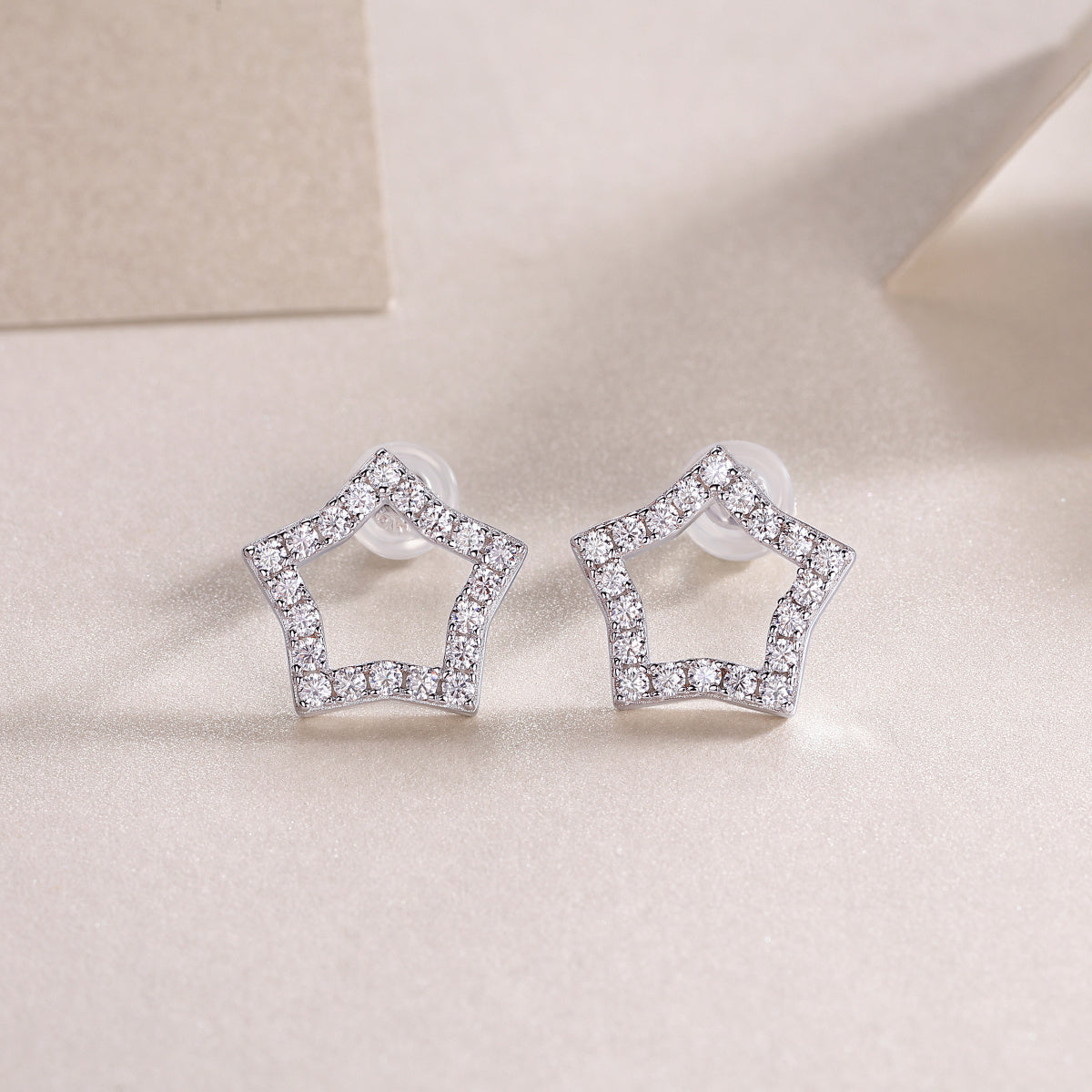 Tonight's New Star - S925 Moissanite Sterling Silver Earrings With Platinum-plated Stud Earrings
