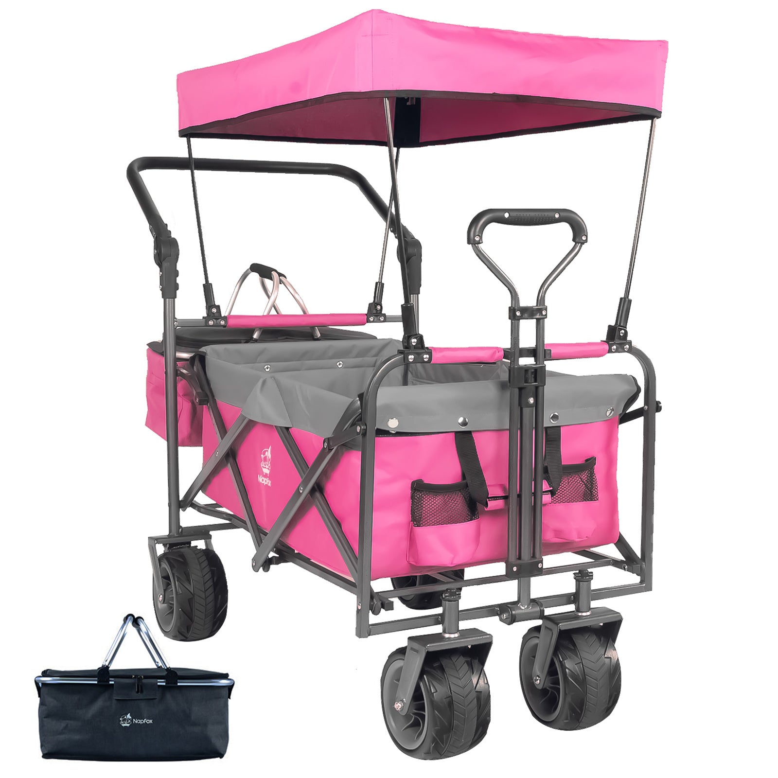 Collapsible Wagon 140L Wagons Carts Foldable with Removable Canopy