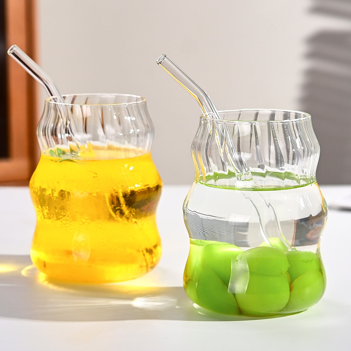 6 Pcs 19 Ounce Glass Straw Cup