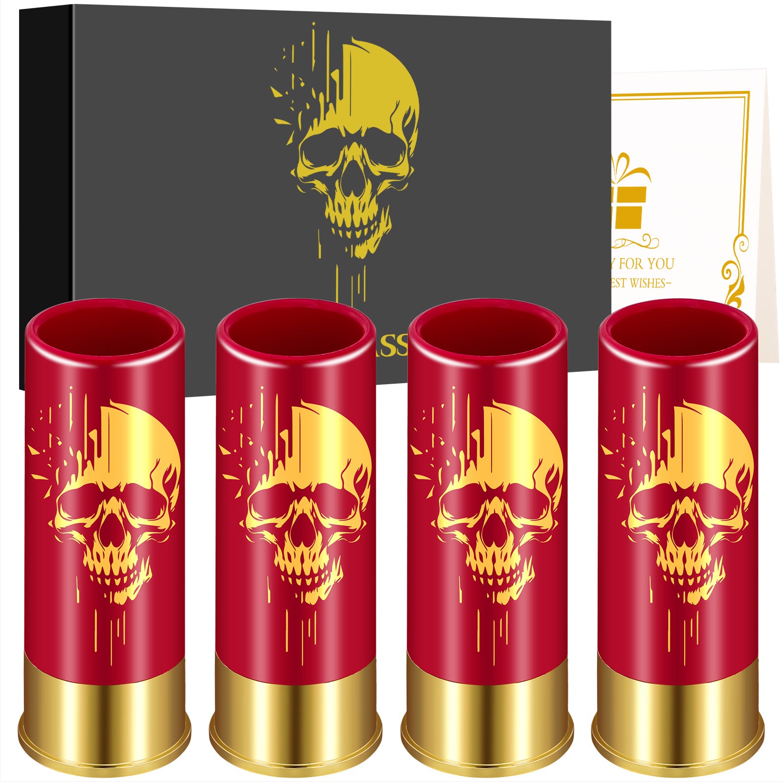4pcs Skull Shot Glasses, 1.5oz - Reusable, High-Quality Plastic Bullet Cups For Whiskey