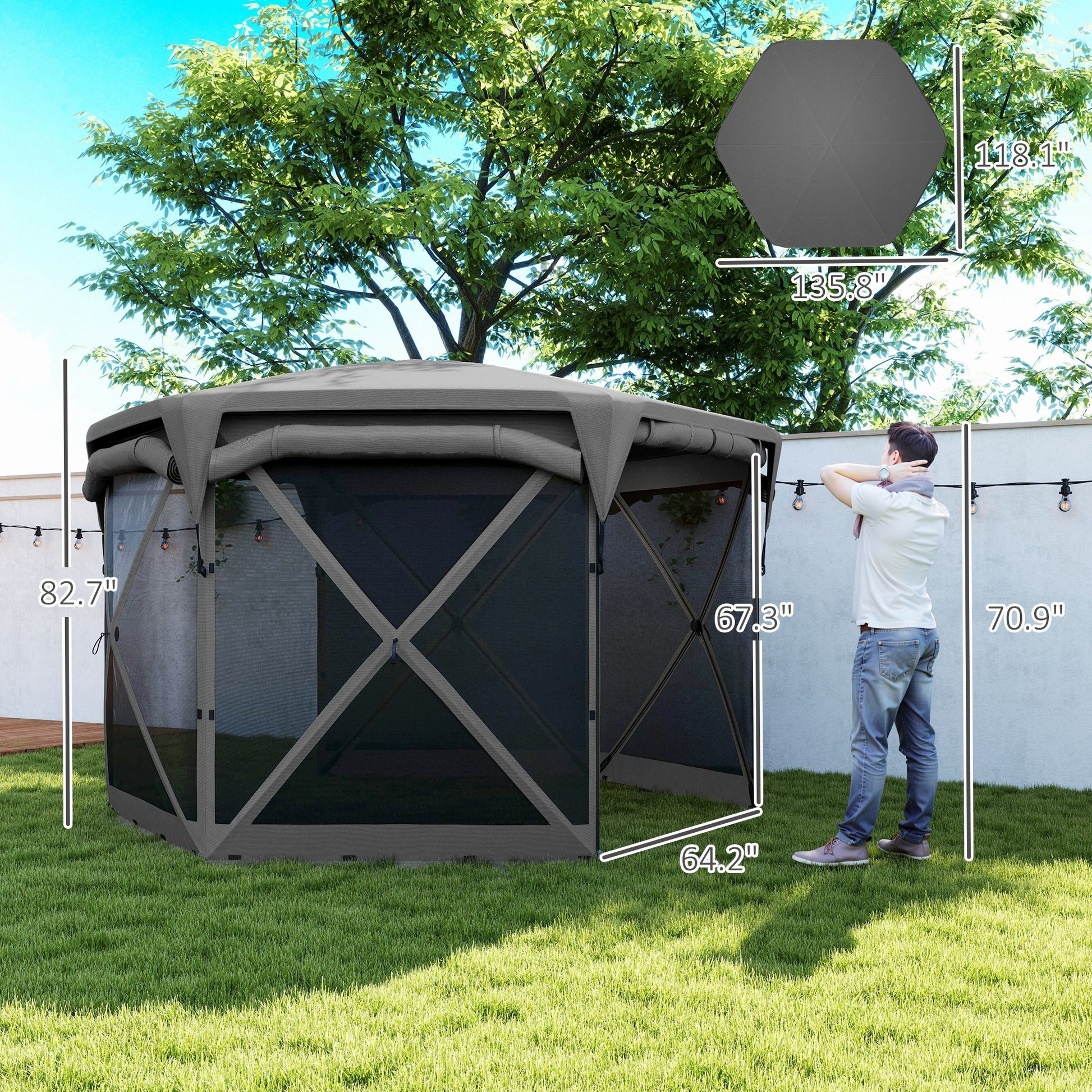 11 X 11ft  Up Gazebo Screen Tent With Removable Roof Cover