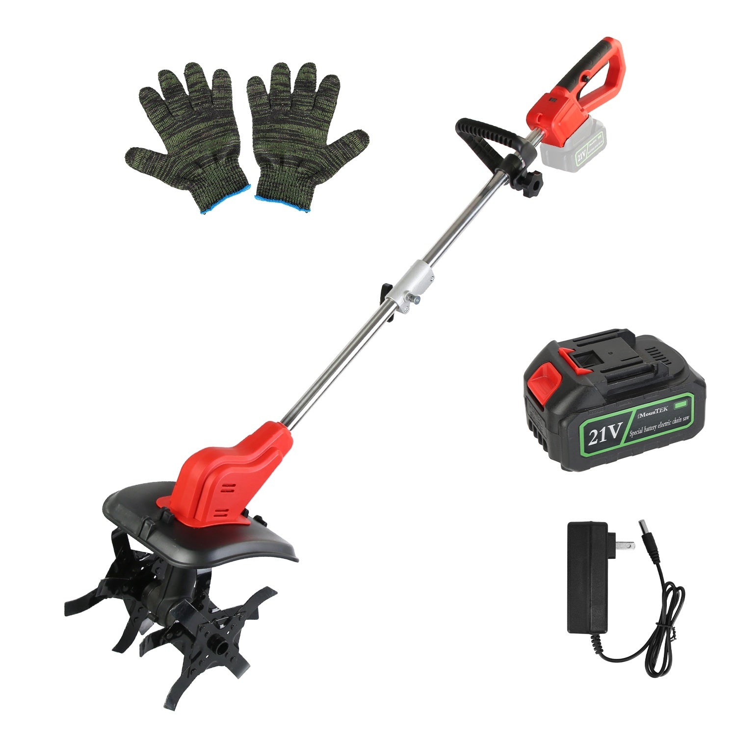 1Pc 21V Electric Cordless Tiller Cultivator Powered Garden Tiller