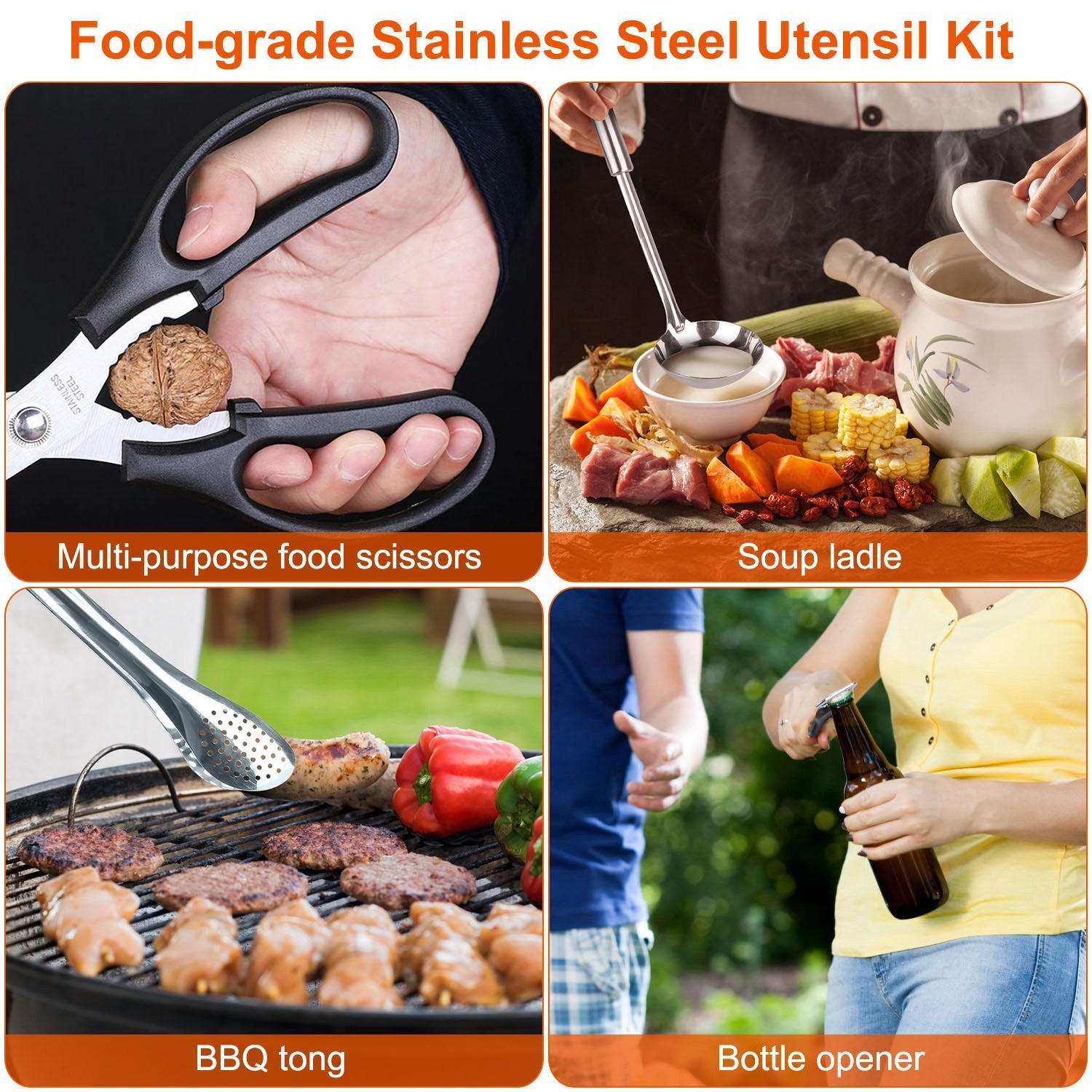 19Pcs Camping Cooking Utensil Kit Portable Picnic Cookware