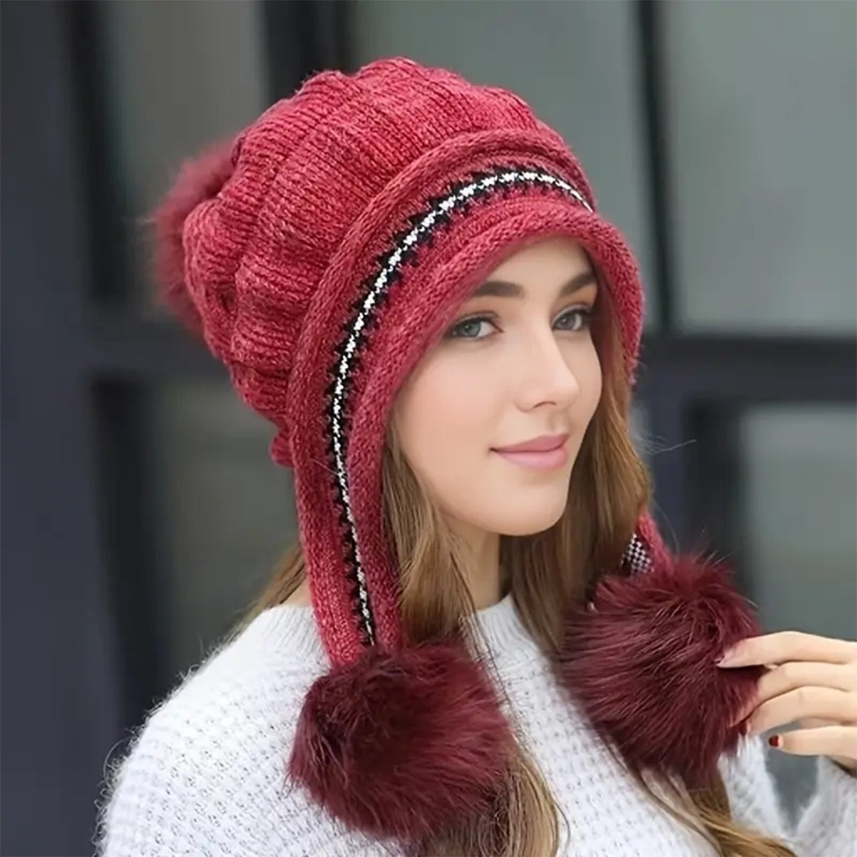 Cozy Knit Fleece-Feel Beanie With Ear Flaps