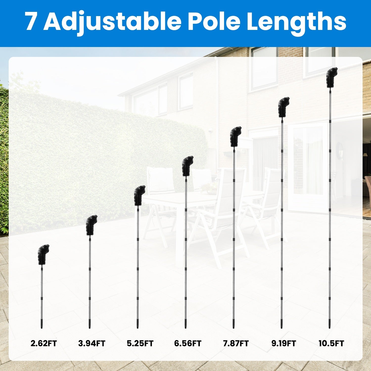 1Pc 11FT Gutter Cleaning Brush With Telescoping Handle