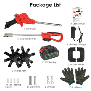 1Pc 21V Electric Cordless Tiller Cultivator Powered Garden Tiller