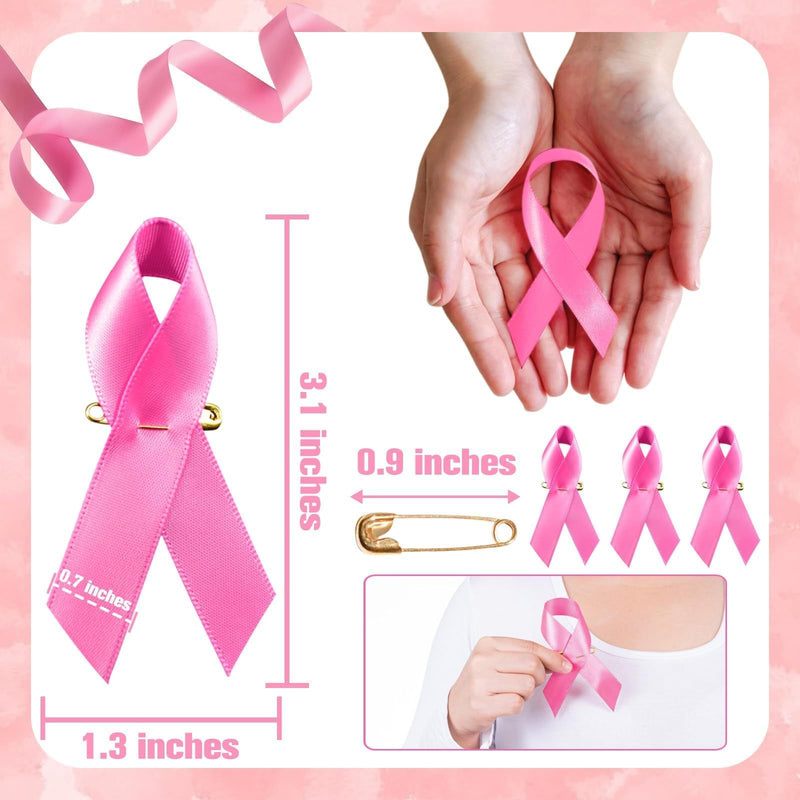 Halatool 100 Pink Ribbon Pins For Breast Cancer Awareness