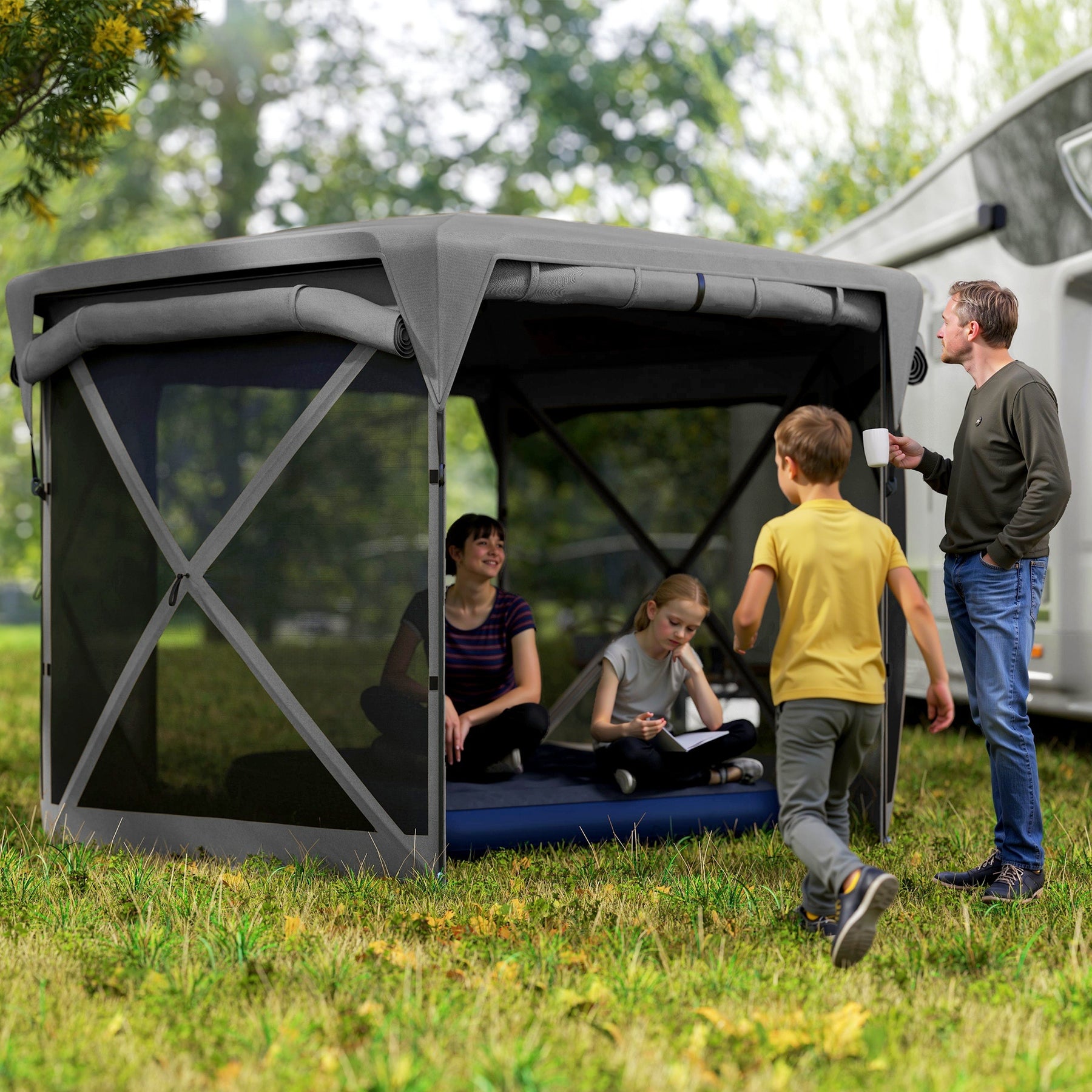 11 X 11ft  Up Gazebo Screen Tent With Removable Roof Cover