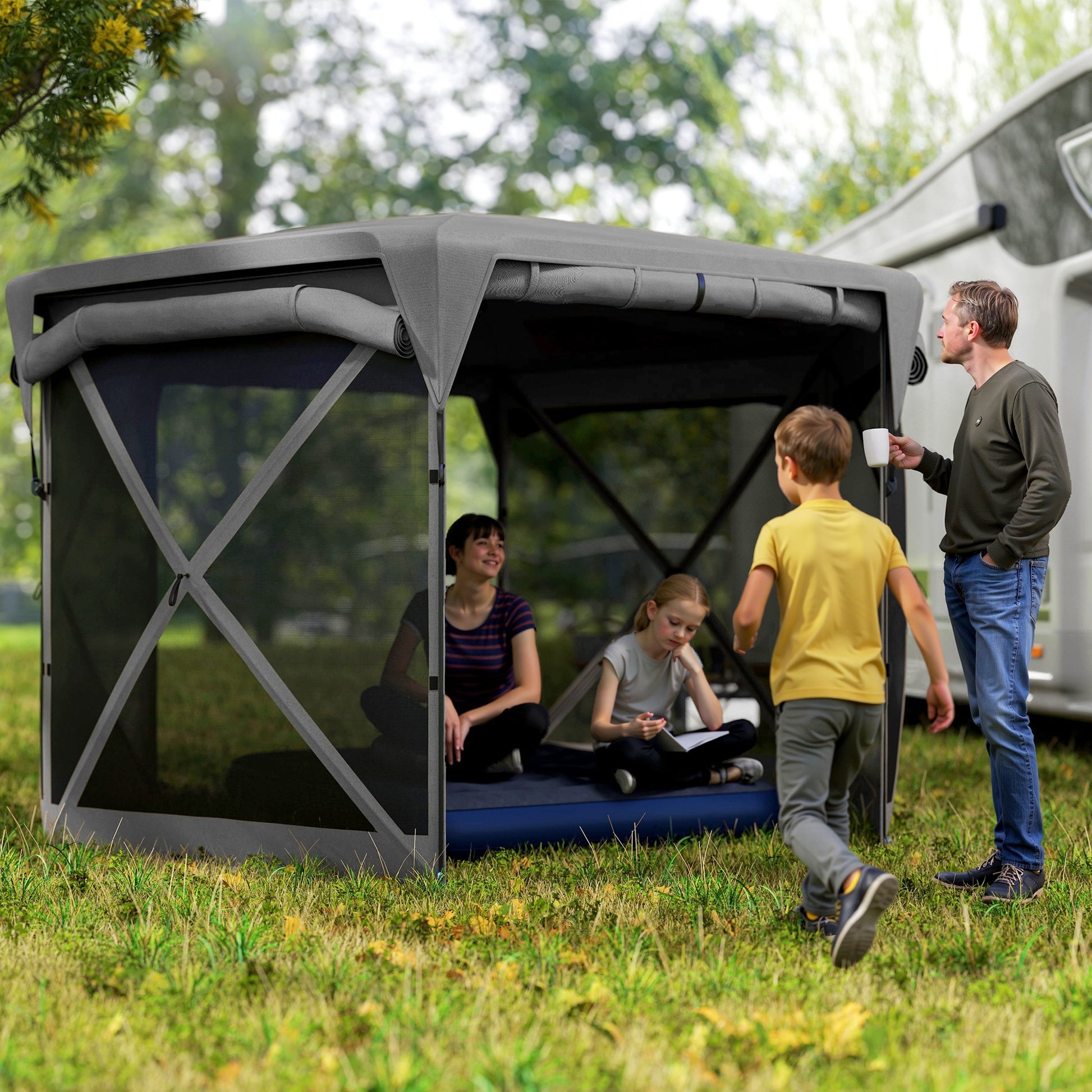11 X 11ft  Up Gazebo Screen Tent With Removable Roof Cover
