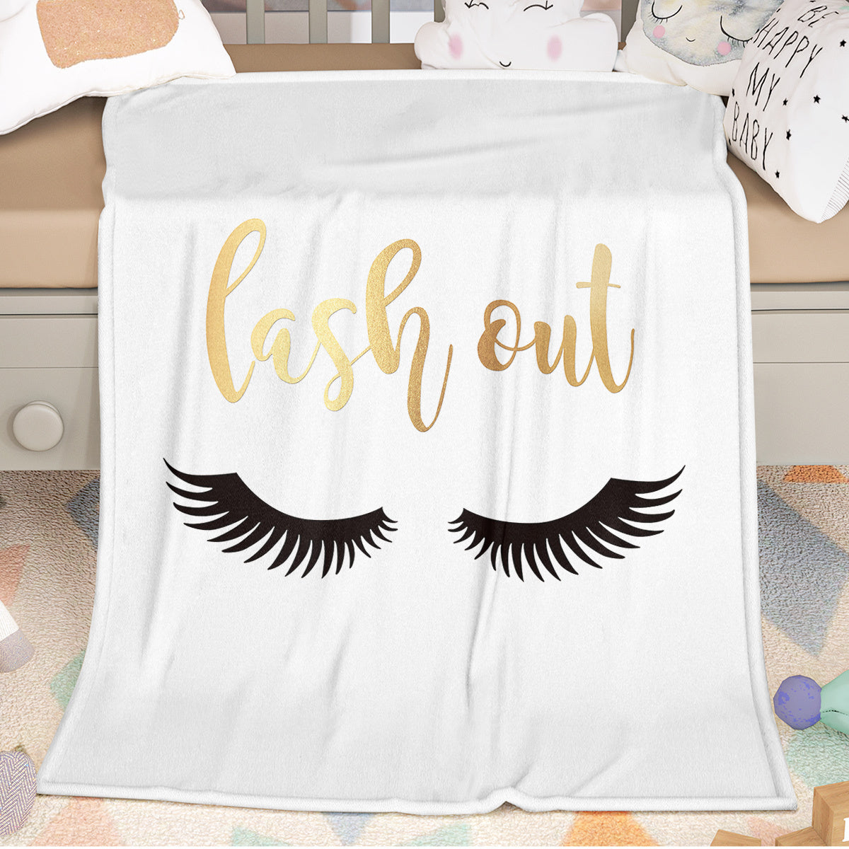 Long Eyelashes Printed Throw Blanket Plush