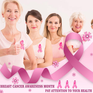 Halatool 100 Pink Ribbon Pins For Breast Cancer Awareness