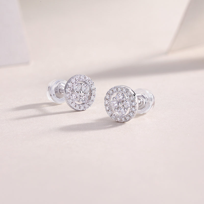 Silver Osmanthus - Fashionable And Luxurious Diamond Jewelry Earrings Set