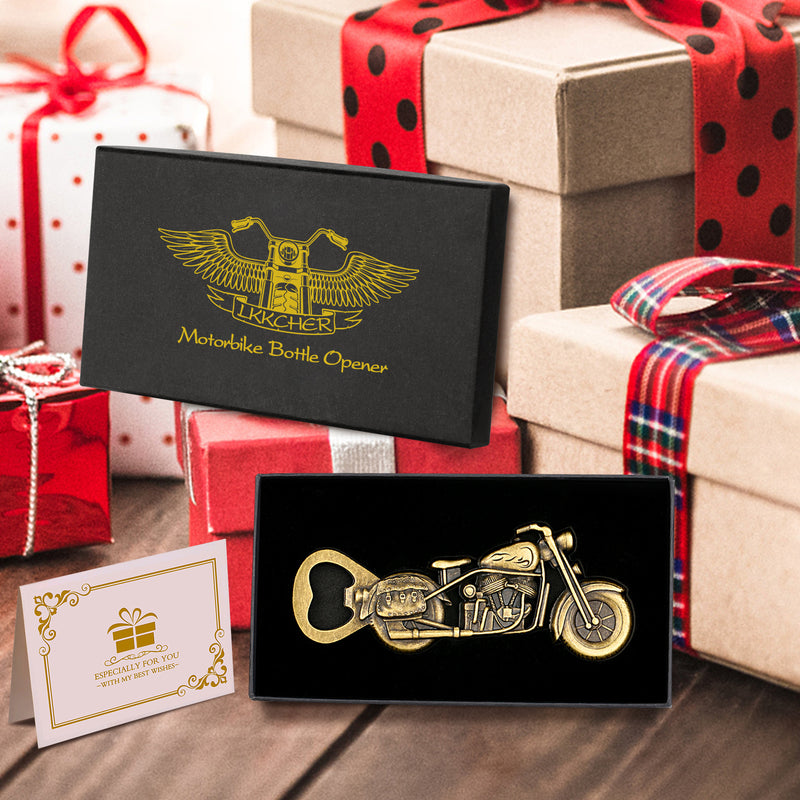 Old Style Motorcycle Beer Bottle Opener Black Gift Box With Greeting Card