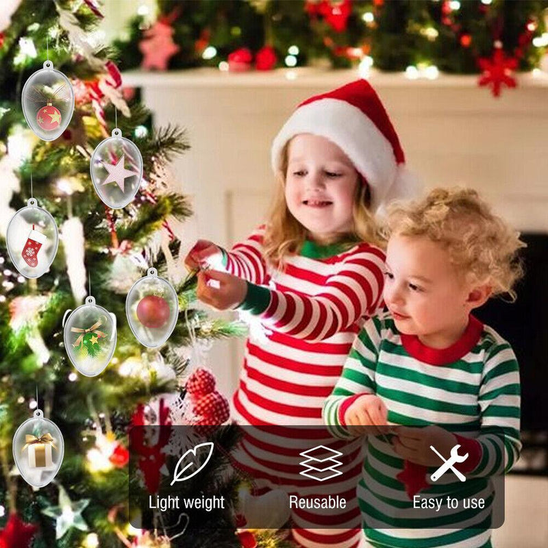 5 Clear Plastic Fillable Christmas Balls Christmas Tree Decorations