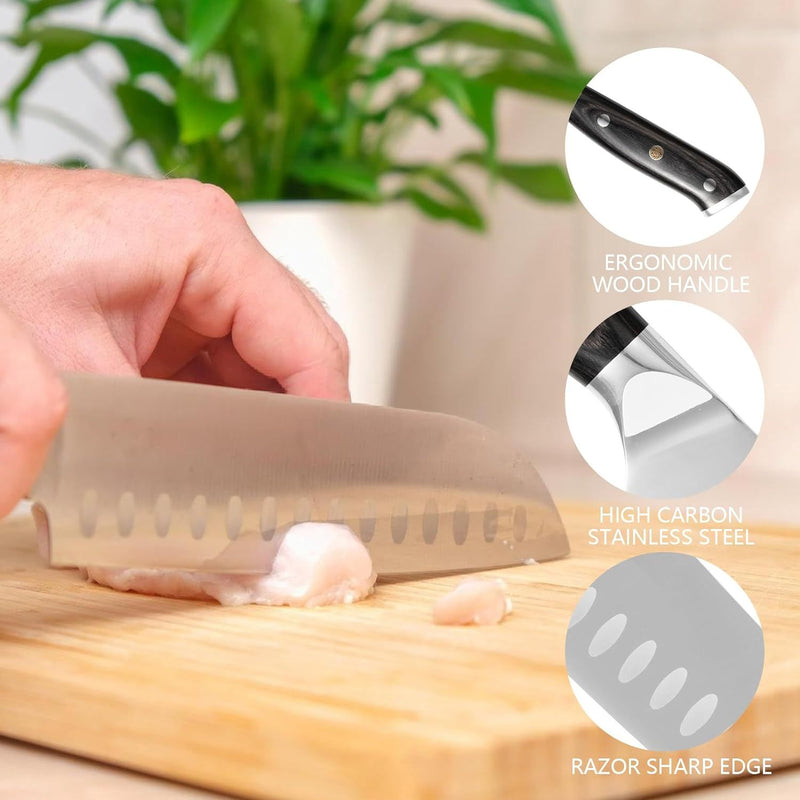 Professional Chef Knife 8 Inch, Santoku Knife 7 Inch High Carbon Steel Chef Knife Japanese Knife