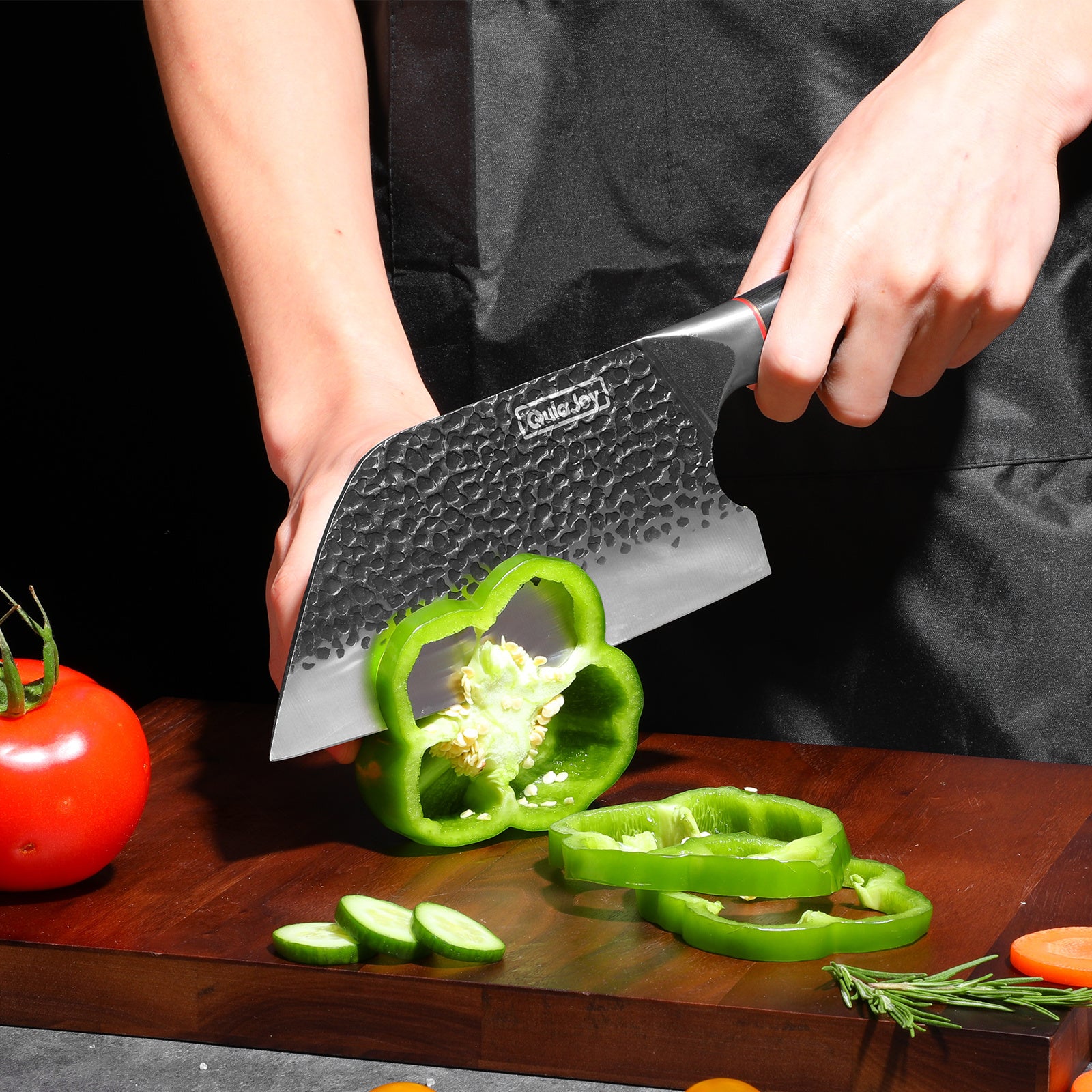 Qulajoy Meat Cleaver Knife - 7.3 Inch High Carbon Stainless Steel Butcher Knife For Meat Cutting