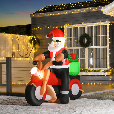 6' Christmas Inflatable Santa Claus Riding A Motorcycle with Toy Bag