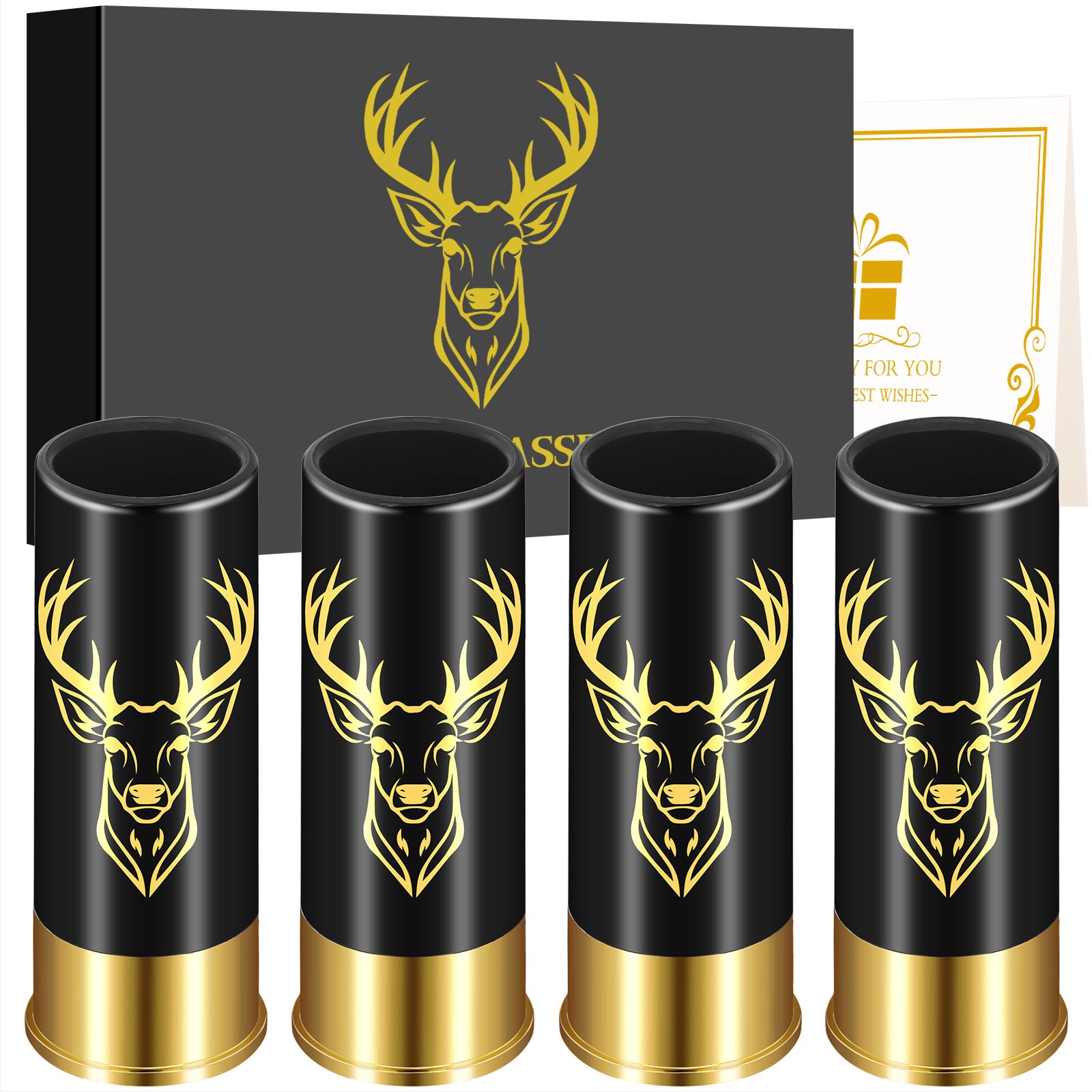 4 Deer Heads 1.5 Ounces - Reusable High-quality Plastic Bullet Cup