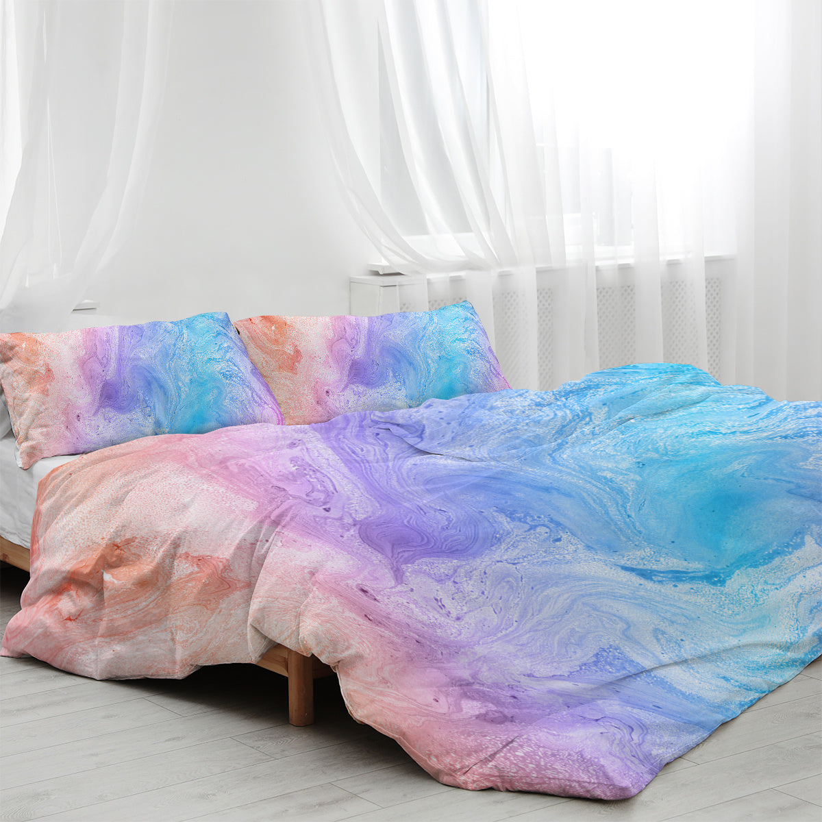 Luxury Bedding Set Rainbow Marble Duvet Cover Set