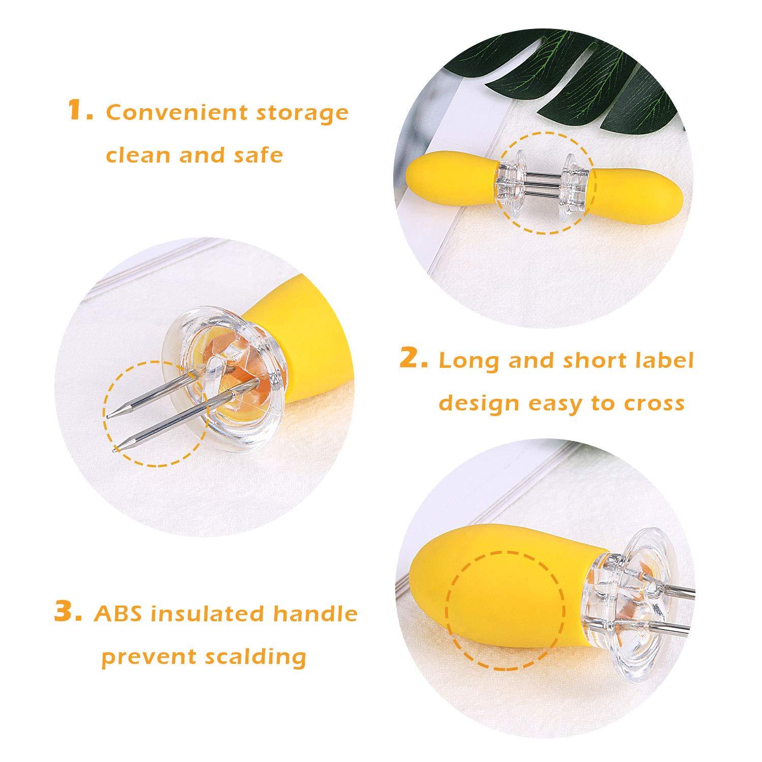 Yellow Corn Cob Holder Stainless Steel Fork Skewer Is Suitable For Corn On The Cob Grilling Tools-Selling On Amazon Is Prohibited