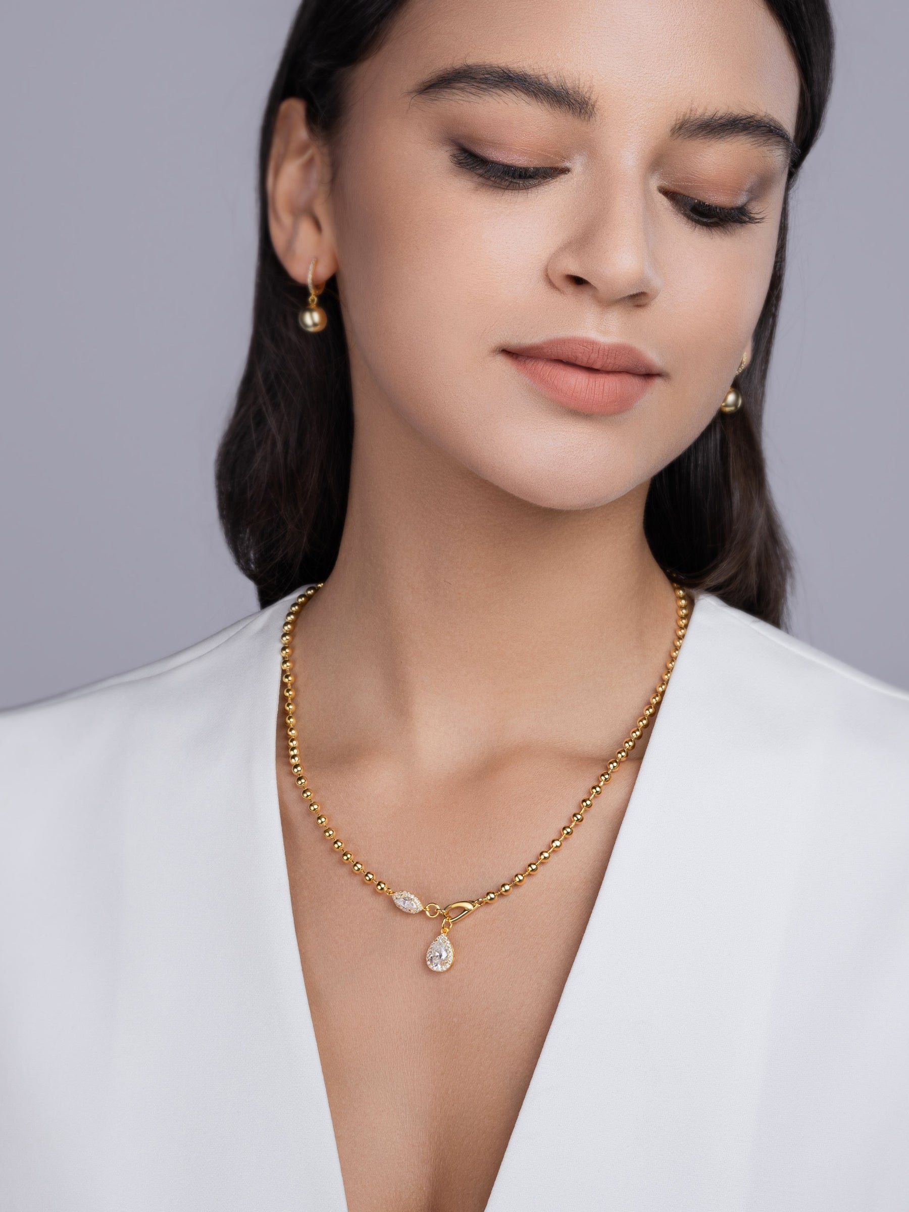 A Fashionable Jewelry Pendant Set With Moissanite S925 Sterling Silver And Gold-plated Diamond, Moissanite Silver Jewelry