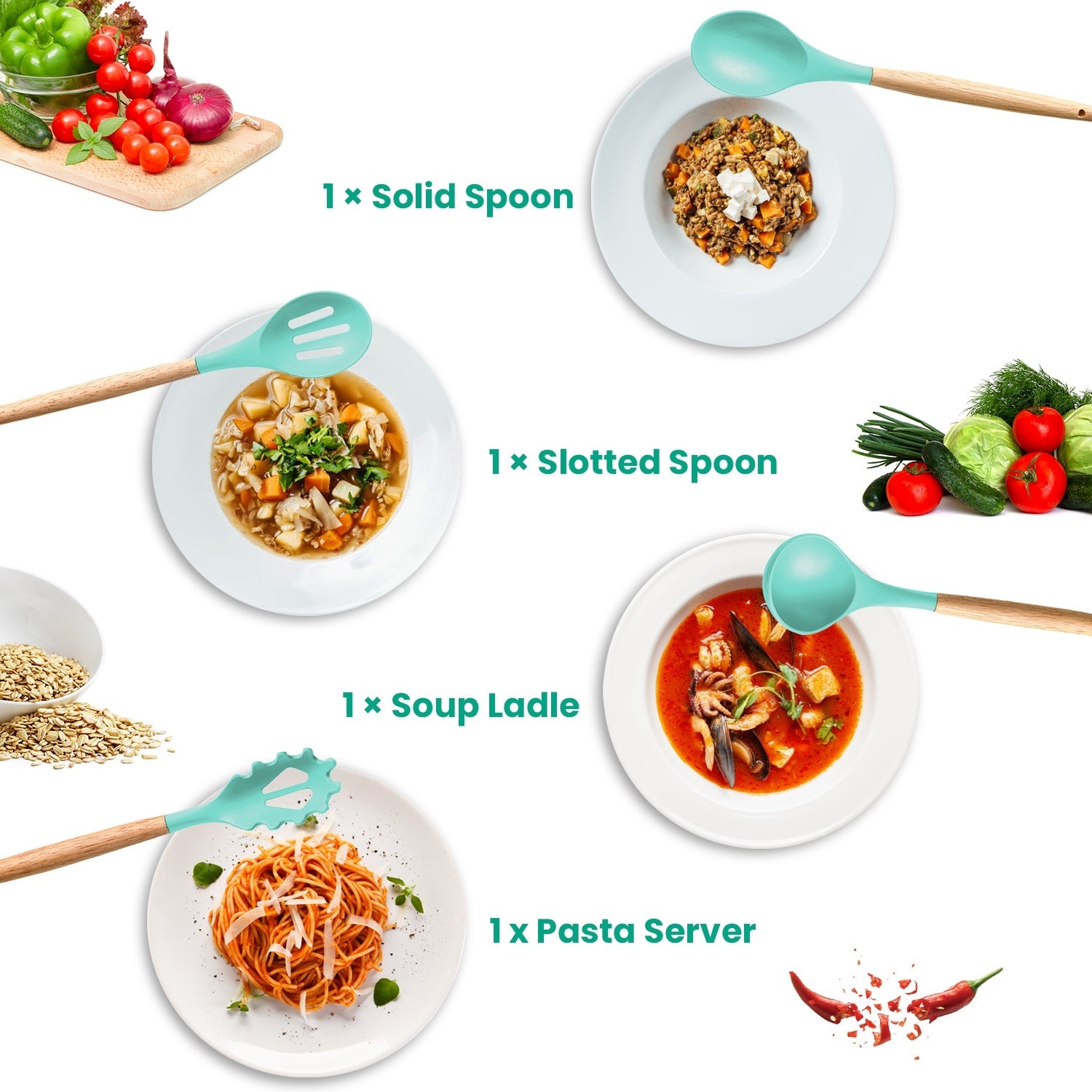 4 Colors Options -- Set Of 35Pcs Kitchen Cooking Utensils Set