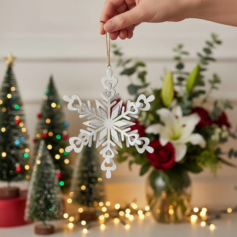 6PCS Set Iron Snowflake Christmas Tree Hanging Ornaments 6.3x1.8x6.7