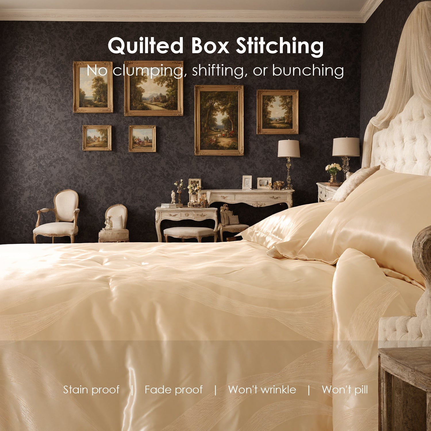 Luxurious Satin Microfiber Bedding Set Double-sided Jacquard Pattern