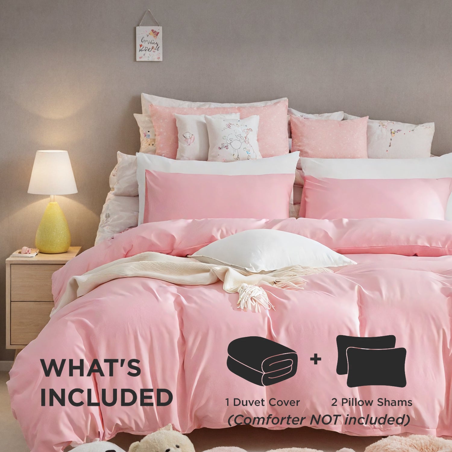 Three-piece Bedding Set With Solid Color Quilt Cover And Pillowcase