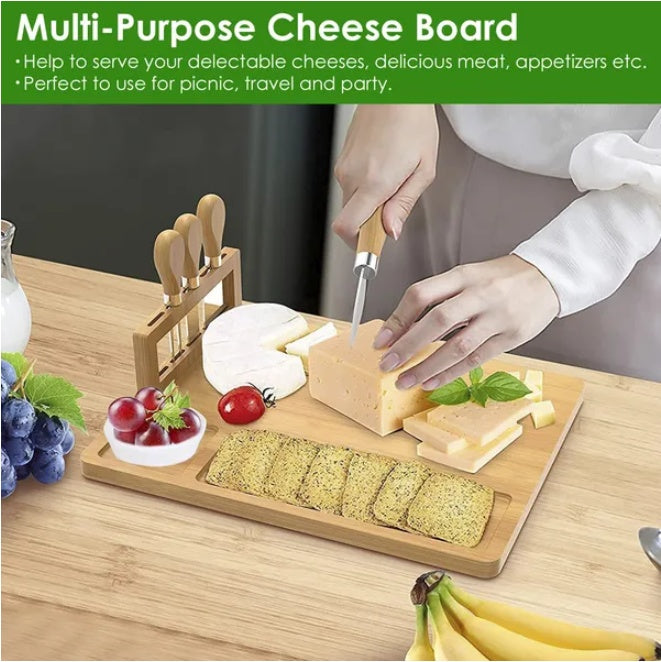 Bamboo Charcuterie Cheese Board Platter Board Serving Tray