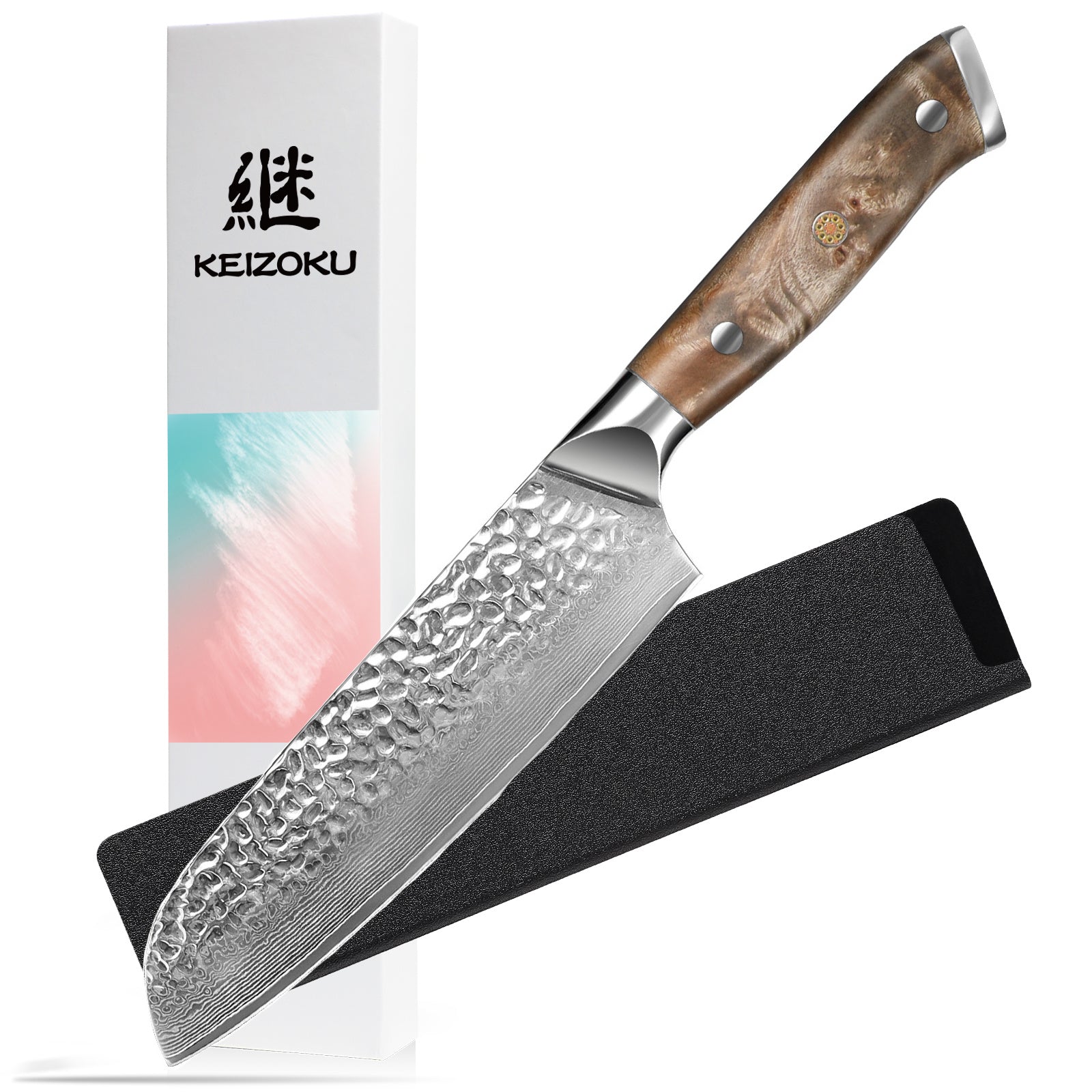 Damascus Chef Knife, 10Cr15MOV Japanese Kitchen Knives Set With Full Tang G10 Handle