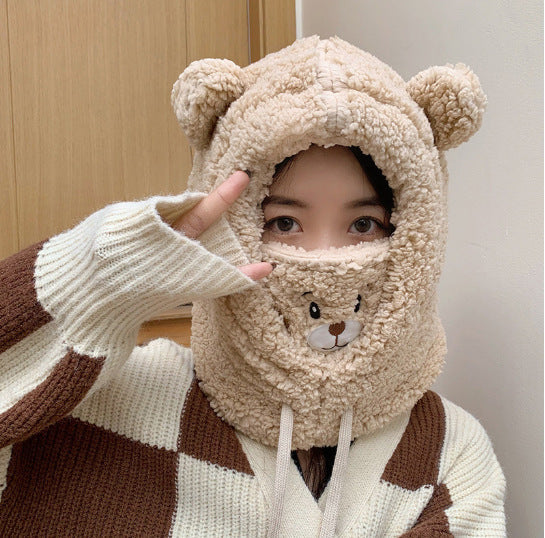 Hat Ear Protection And Wind Protection Outdoor Female Single-layer Fleece-lined