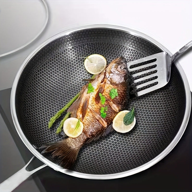 1PC Household Kitchen Honeycomb Stainless Steel Non Stick Frying Pa