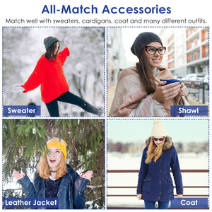 1Set Winter Beanie Hat Scarf Set Women Warm Knitting Skull Cap