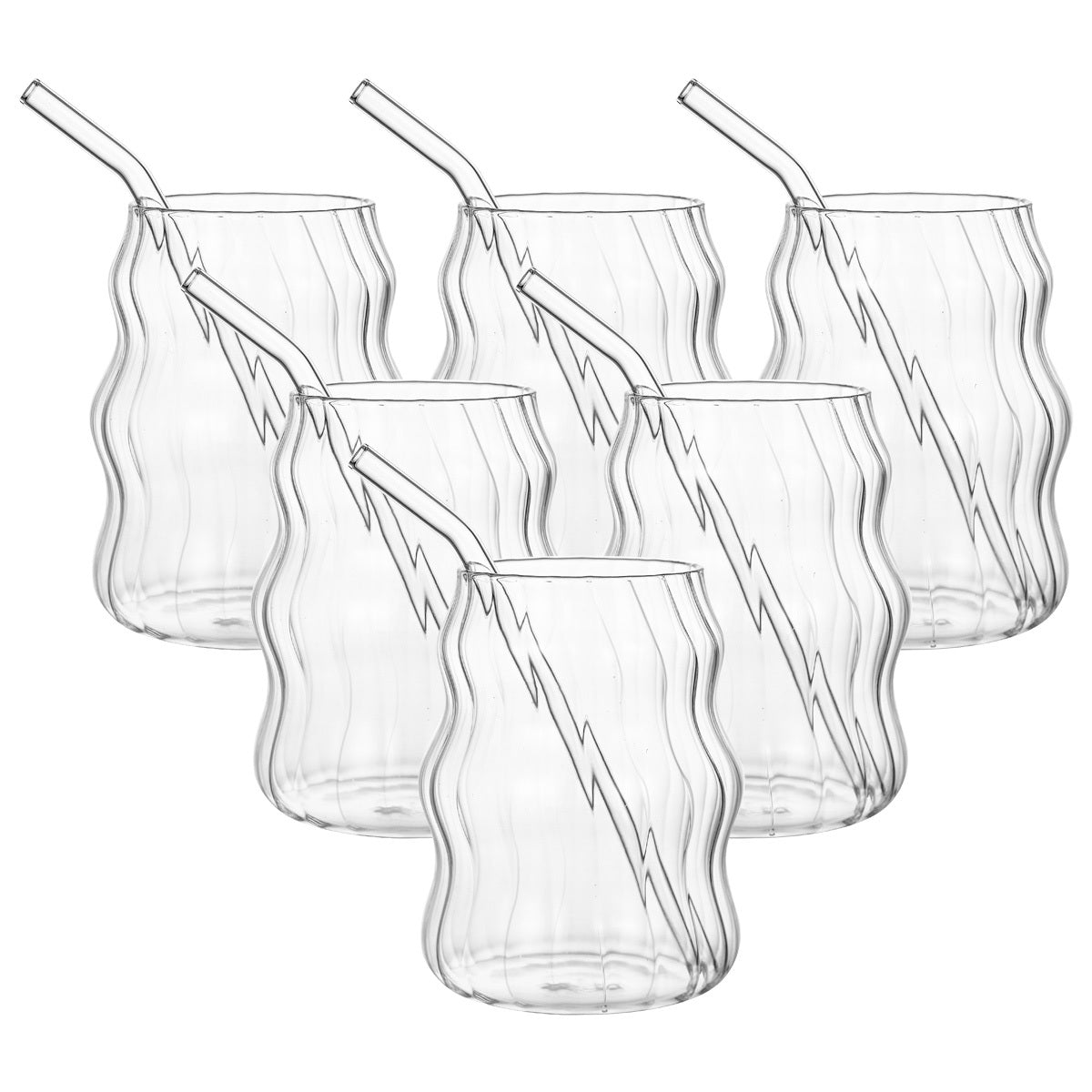 6 Pcs 19 Ounce Glass Straw Cup