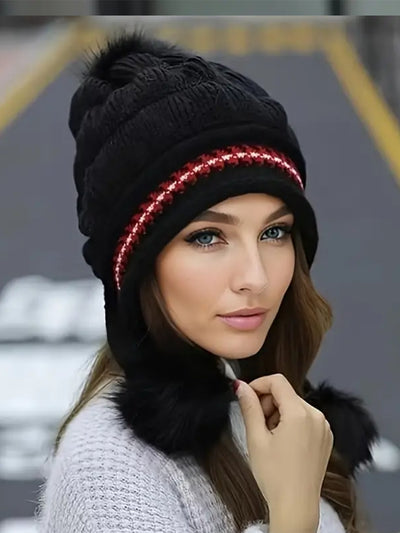 Cozy Knit Fleece-Feel Beanie With Ear Flaps