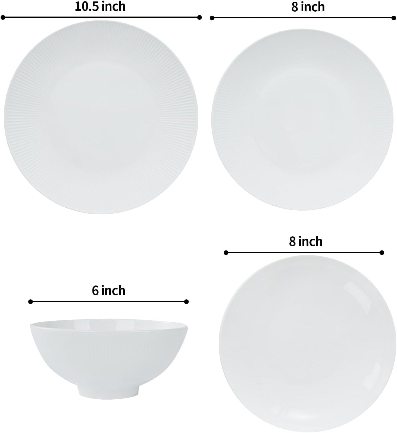 Dandilion Bone China Dinnerware Set, 16 Pieces, Service For 4, Plates, Dishes, Bowls Set