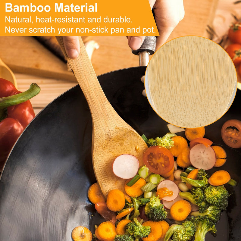 Set Of 6Pcs Cooking Utensil Bamboo Wooden Spoons Spatula Kitchen Cooking Tools Nonstick Wooden Cookware Kitchen Gadgets