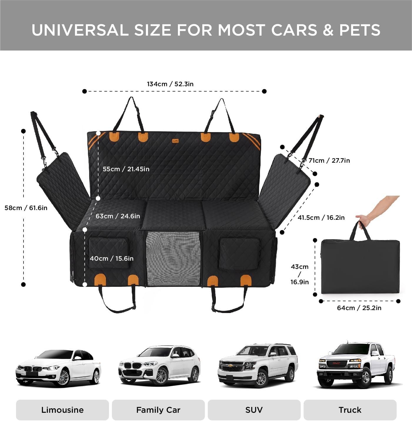 Made4Pets Pet Dog Car Back Seat Cover