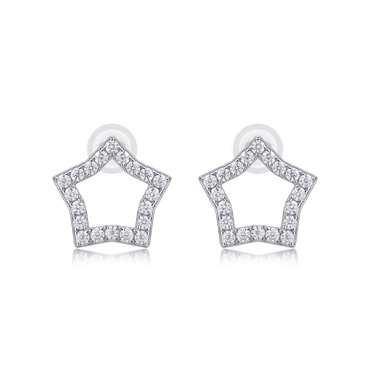 Tonight's New Star - S925 Moissanite Sterling Silver Earrings With Platinum-plated Stud Earrings