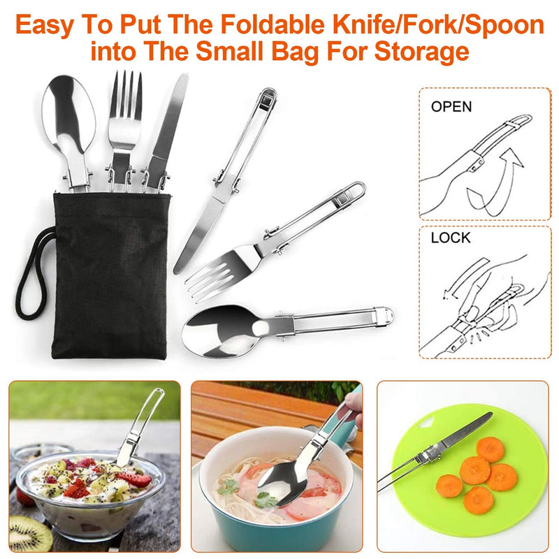 16Pcs Camping Cooking Ware Set Camping Stove Cookware Kit Aluminum Pot Pan Kettle Set