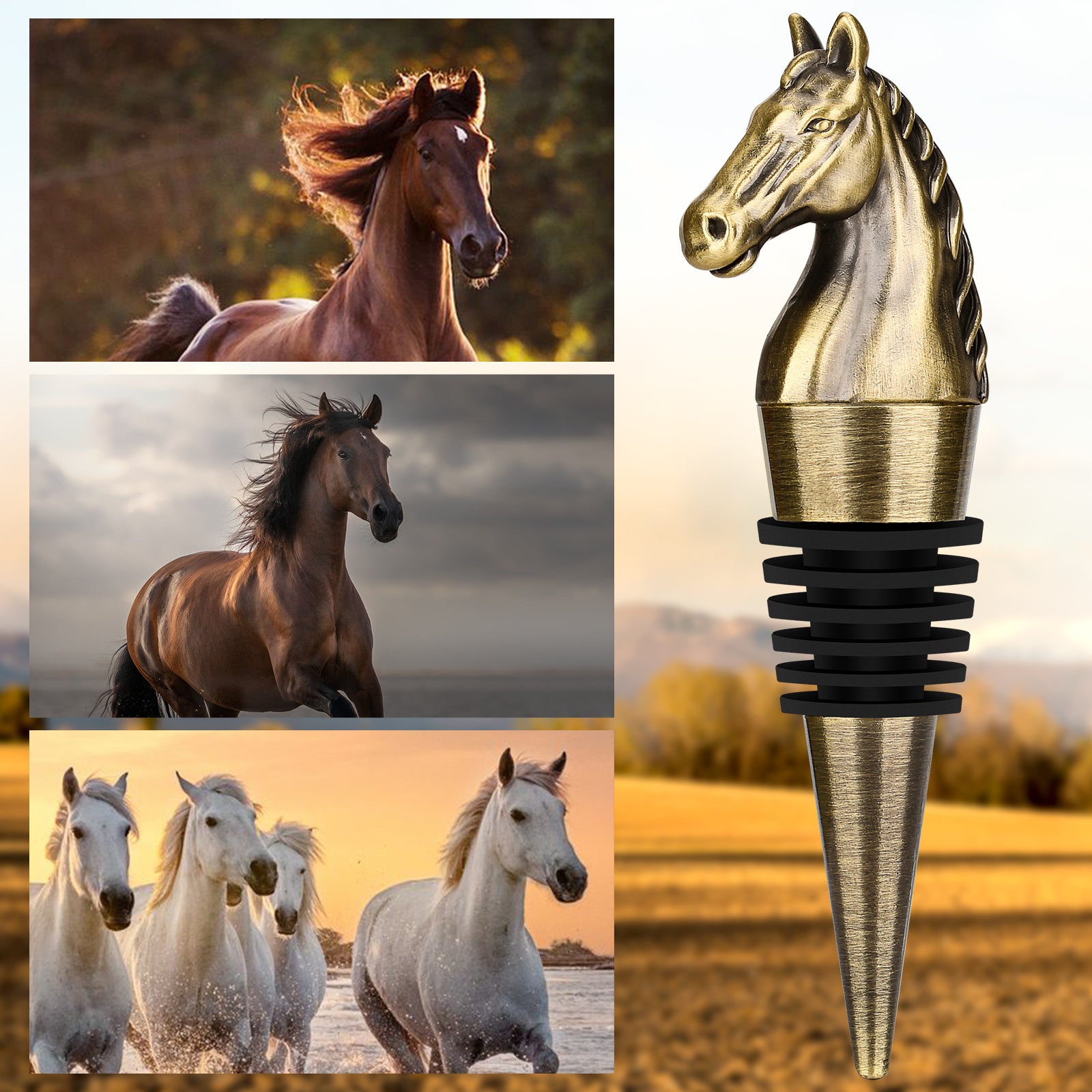 Luxury Horse Head Wine Bottle Stopper Animal-shaped Wine Stopper For Preserving Red Wine